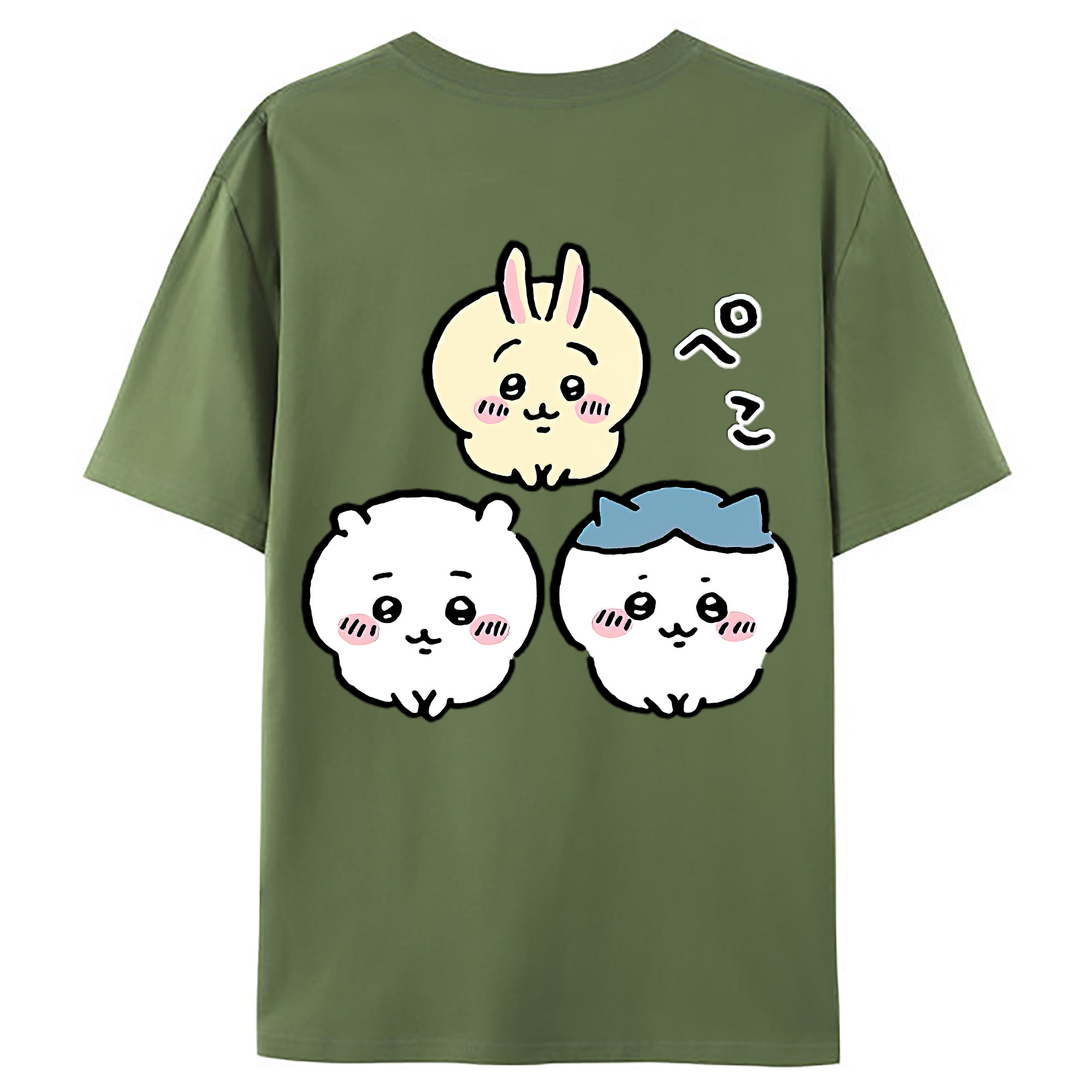 （画像用） ちいかわ うさぎ Chii-kawa usagi 綿100％ メンズ半袖Tシャツ（バックプリント） 通気性